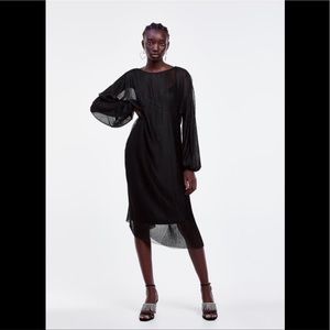 NWOT | ZARA PLEATED MIDI DRESS | SIZE: L
